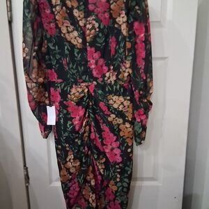 Astr Floral Dress in Black and Pink